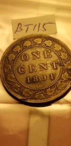 Canada 1891 Extra Metal Error On C Of Cent Large Leaves Smal Date Large Cent. - Picture 1 of 2
