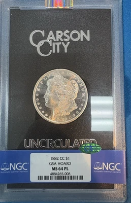 1882-CC MORGAN SILVER DOLLAR $1 MS 64 Prooflike PCGS CAC CERTIFIED - Image 1 of 3