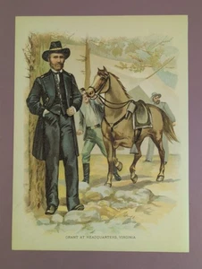 Vintage "Grant at Headquarters, Virginia" Chromolithograph Print ca. 1900s - Picture 1 of 2