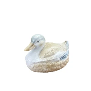 Piatto portagioie vintage ceramica anatra porcellana cigno coperto scatola decorazione - made in Japan - Foto 1 di 7