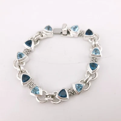 Brazalete Michael Dawkins plata esterlina Hampton topacio azul y azul trillón 7 pulgadas Foto 1 de 4
