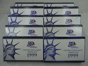 (10) 1999-S US Mint Proof Sets OGP Deep Cameo 110 Coins Wholesale Lot - Picture 1 of 7