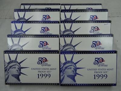 (10) 1999-S US Mint Proof Sets OGP Deep Cameo 110 Coins Wholesale Lot - Image 1 of 4