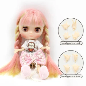 8" Middie blyth Doll pink yellow hair Factory Joint Body Neo Blythe doll hand - Picture 1 of 5