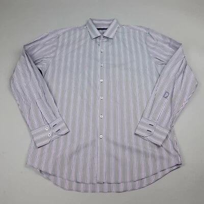 Zachary Prell Button Up Shirt XL Blue Striped Long Sleeve Cotton Nylon Stretch - Image 1 of 4