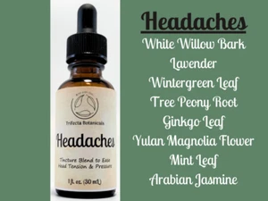 HEADACHES Herbal Tincture Blend / Liquid Extract / Organic Apothecary Herbs - Picture 1 of 8