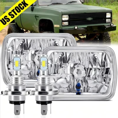 5x7" 7x6 inch LED Headlights H4 Projector Hi/Lo beam FOR Chevy K10 K20 C10 C20 - Image 1 of 4