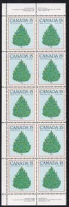 Árbol de Navidad Canadá 1981, MNH panel izquierdo de 10, sc#902 - Imagen 1 de 1