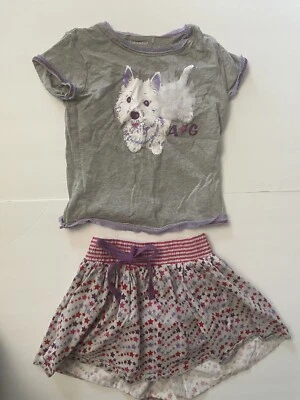 American Girl Doll Truly Me T-Shirt Gray Westie Dog & Stars Skirt Size 10-12 - Image 1 of 4