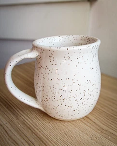 Ivory Ceramic Speckled Pottery Mug- Coffee & Tea- Stamped Wonder - Picture 1 of 5