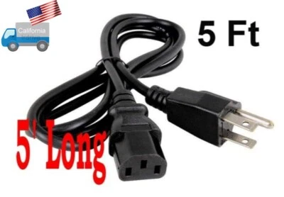 NEW 5' AC Power Cord for Dell Optiplex GX240 GX260 GX270 GX280 760 780 7010 PC - Image 1 of 4