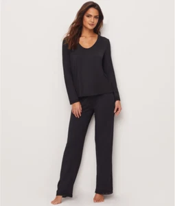 Barefoot Dreams Black Luxe Milk Jersey V-Neck Top Size Small Black TOP ONLY - Picture 1 of 6