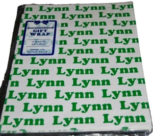 Envoltura de regalo de papel personalizada LYNN de los 80 NUEVO sellado VERDE 2 hojas vintage LYNN - Imagen 1 de 2