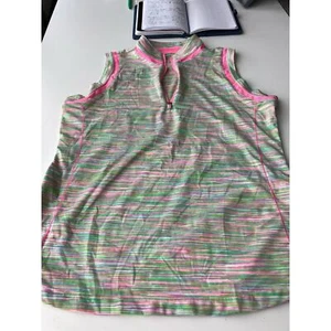 EP Sport Damen Golf Ärmellos Stehkragen Pink Grün Shirt Gr. L - Bild 1 von 5