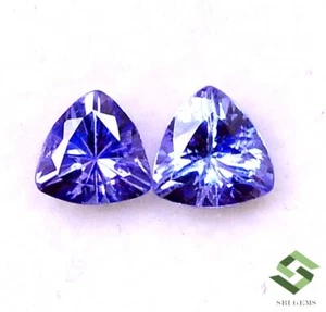 5x5 mm Certified Natural Tanzanite Trillion Cut 5 Quality Pairs Loose Gemstones - Picture 1 of 15