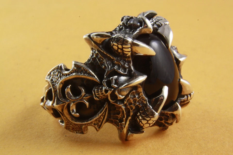 Teschio Gigli Croce Artigli Biker Anello 925 Argento Anello IN Argento / 103 - Immagine 1 di 3