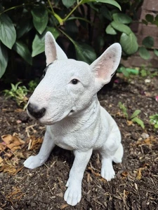 Bull Terrier Figurine Ornament Black And White Garden Ornament Memorial Staffie - Picture 1 of 6