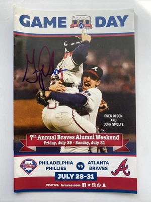 GREG OLSON Autographed Signed Atlanta Braves Baseball Gameday Program SGA Smoltz - Image 1 of 2