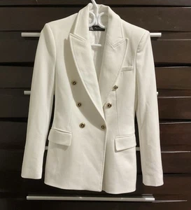 New - Zara White Double Breasted Blazer 2108/555/251 - XS - Picture 1 of 24