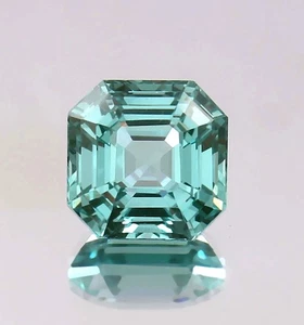 Bellissima pietra preziosa sciolta taglio Asscher tormalina verde Paraiba 12x12 mm - Foto 1 di 5