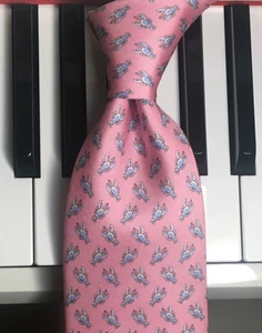 SERO /Baby Blue Lobsters on Preppy Pink Novelty New England Classic Silk Necktie - Picture 1 of 9