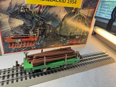 🚂 LIONEL PRE-WAR TIN PLATE- #831 GREEN STAKEBED CAR / LOGS💥 L1207 - Image 1 of 4