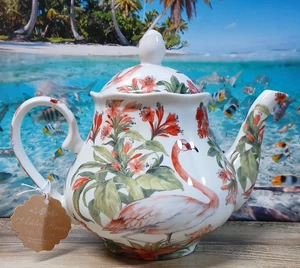 Ashley Grace Collection Teekanne Flamingo und Blumen - Bild 1 von 13