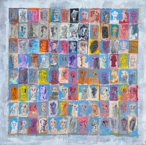 NEW KIRK ORIGINAL "Close Ups" acrylic contemporary collage ABSTRACT PAINTING - Picture 1 of 1