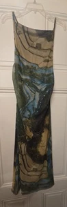 JL Luxe Mesh Print Maxi Dress M Backless - Picture 1 of 15