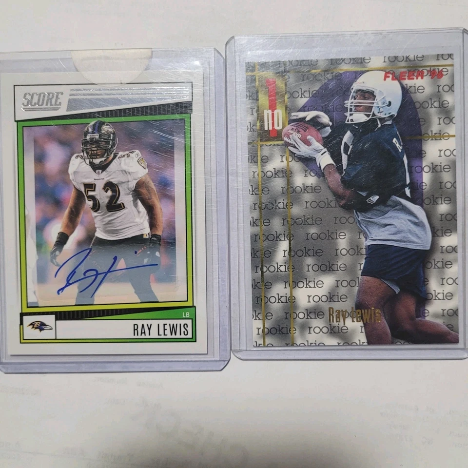 RAY LEWIS signed/auto'd 2022 score auto + fleer rc.  - Image 1 of 3