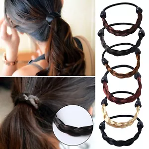 Damen Zopf/gerade Perücke elastisches Haarband Seil Scrunchie Pferdeschwanz Halter - Bild 1 von 24