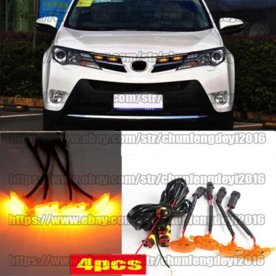 4pcs yellow Front Grille LED Amber Light Raptor Style For Toyota RAV4 2013-2015 - Image 1 of 4