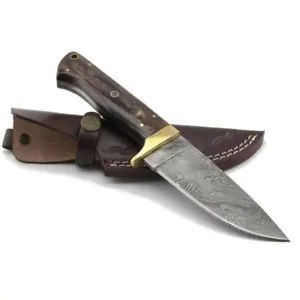 custom handmade damascus steel 9" skinner knife bone handle with brass clip - Picture 1 of 3