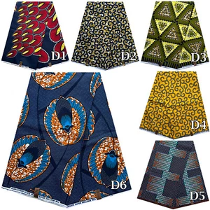 African Wax Print Cotton Blend Fabric Ankara For Sewing & Crafting 6 Yards - Picture 1 of 7