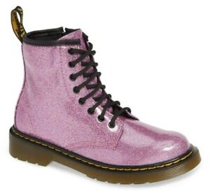 Dr. Martens Toddler Girls 1460 Coated Glitter Boots in Dark Pink Size 7 / EUR 23