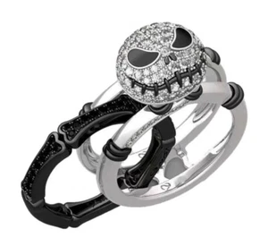 NBC Jack Skellington 3 Stück Strass Silber Band Ring Set - Bild 1 von 2