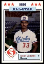 1986 Jennings Southern League All-Stars Minor League Luis De Los Santos Memphis