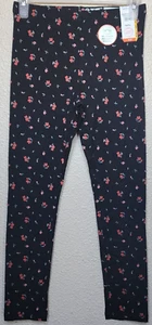 Wonder Nation Girl's Tough Cotton Black Floral Leggings Size L (10-12) Plus NEW - Picture 1 of 5