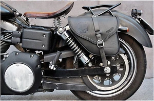 LEATHER SADDLE BAGS LEFT&RIGHT FOR HARLEY DAVIDSON DYNA STREET BOB WIDE GLIDE  - Picture 1 of 6