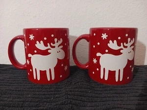 Waechtersbach Germany Emma 2 Mugs Christmas Reindeer Retired Pattern - Picture 1 of 4