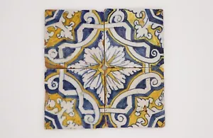 17th Century Antique Tiles, Set of Four, Portuguese - Picture 1 of 12