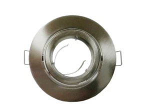 Nickel Recessed Downlight GU10 MR16 Bulb Holder Round Trim Ring Adjustable Frame - Picture 1 of 3