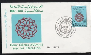 MOROCCO 1987 FDC 200th ANNIV OF MOROCCO - USA DIPLOMATIC RELATIONS WITH CACHET - Picture 1 of 1
