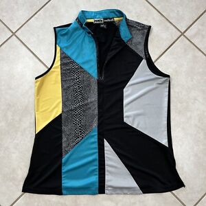 Jamie Sadock Women's Multicolor Colorblock 1/4 Zip Sleeveless Golf Shirt L - R2