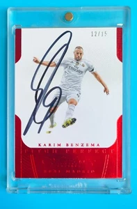 2015 Panini Flawless Soccer Pitch Perfect Ruby Karim Benzema Auto 12/15 - Picture 1 of 2