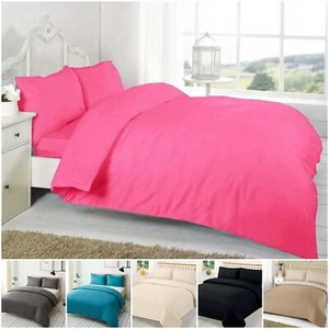 3 Stück Uni Bettdecke Quilt Cover Wende Bettwäsche Set Single Double King Size - Bild 1 von 19