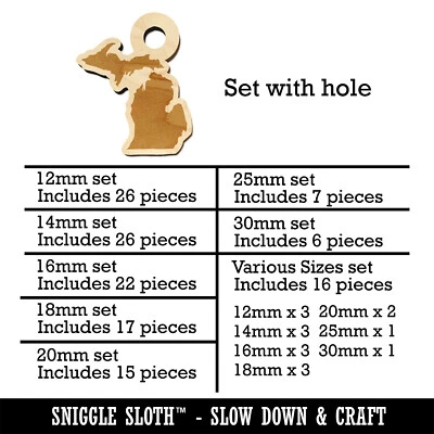 Mini dijes con forma de madera silueta del estado de Michigan joyería hágalo usted mismo artesanía Foto 1 de 4