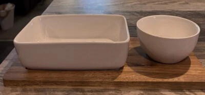 Better Homes & Gardens Cuenco de cerámica con bandeja de acacia NUEVO Foto 1 de 4