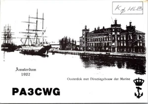 CARTOLINA D'EPOCA RADIOAMATORE CQ QSL QSO PA3CWG "AMSTERDAM 1902" FOTO ARNHEM 1986 - Foto 1 di 2