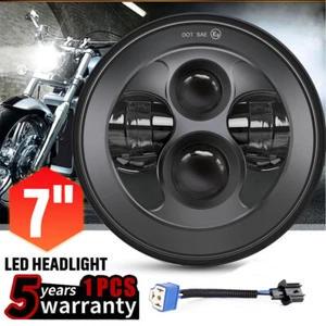 7 Inch 120W LED Projector Black Motorcycle Headlight Hi/Lo Beam E-mark Approved - Picture 1 of 13